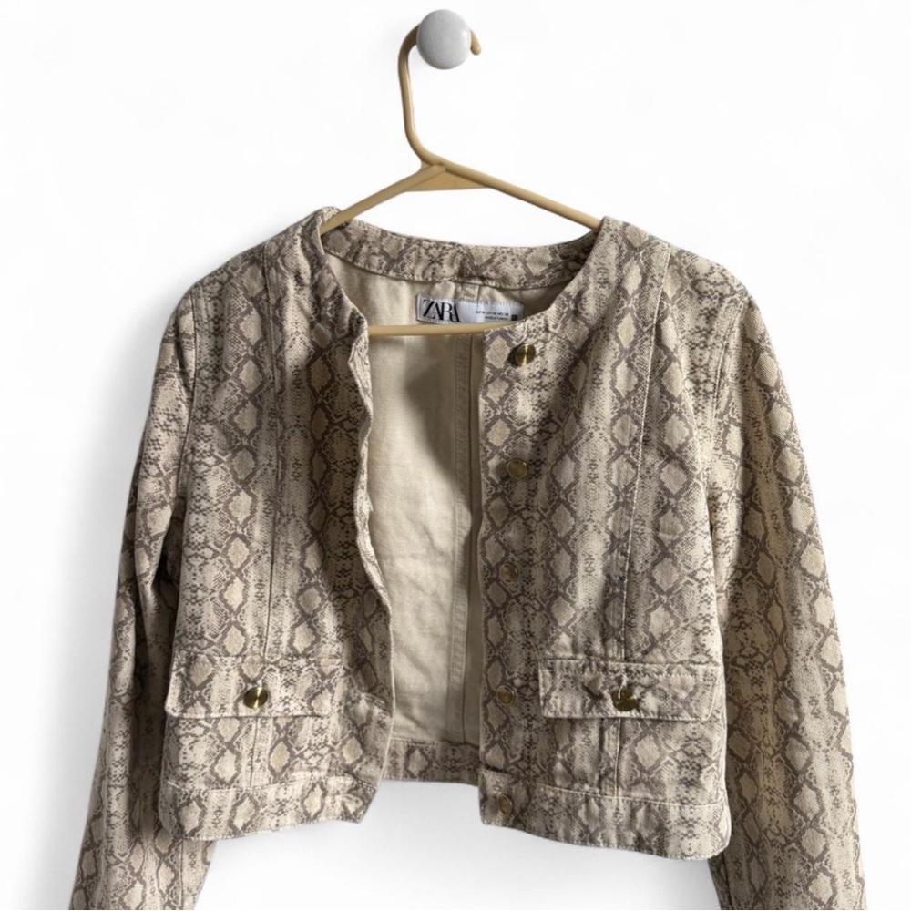 Zara Snake Print Cropped Jacket